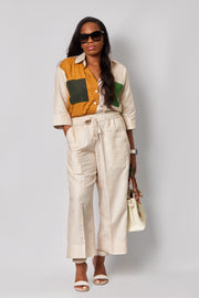 Mustard Yellow Eccentric Crop Top Set